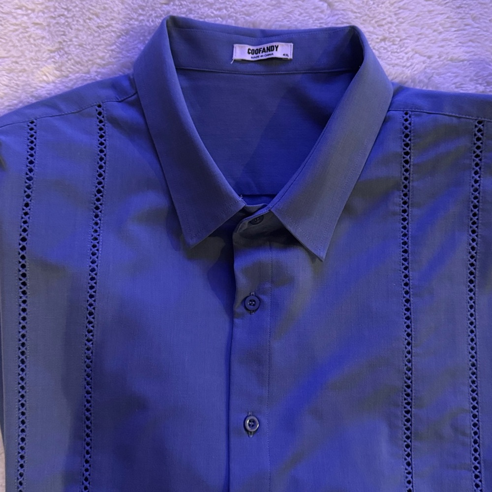 COOFANDY Blue Button-Up Shirt
